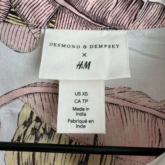 Desmond & Dempsey x H&M Balloon-sleeved Cotton Dress in Banana Leaf Print - Picture 4 of 10